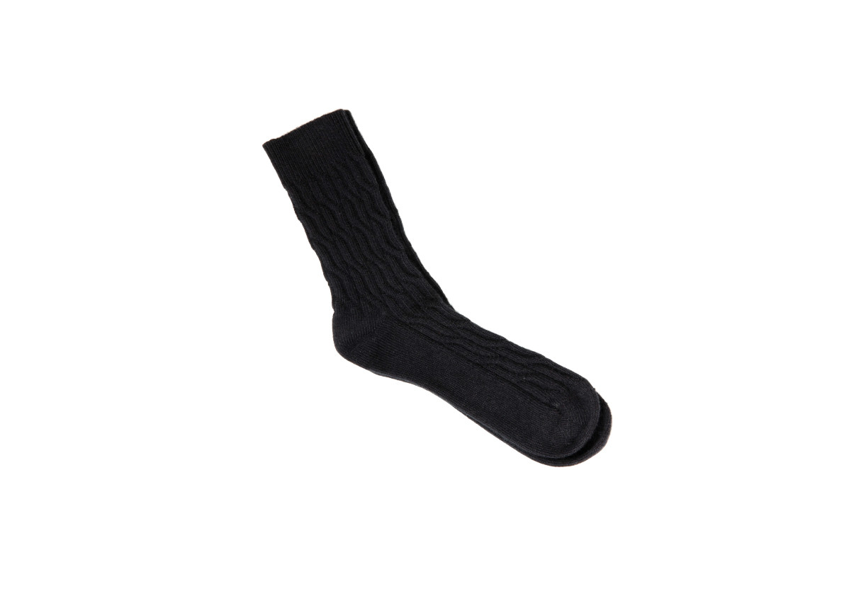 Paire de chaussettes torsades laine et coton bio noires