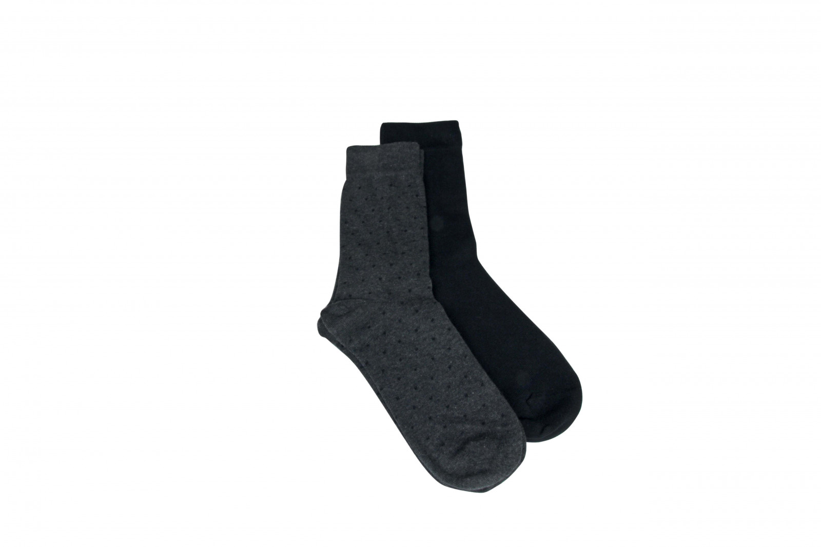 2x paires chaussettes uni noir/plumetis gris