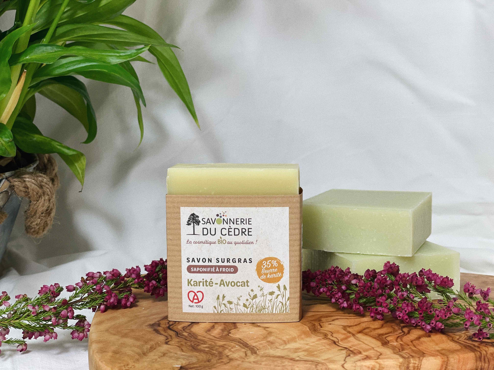 Savon Naturel et Artisanal Karité Avocat Extra Doux Bio 100g Savonnerie du Cèdre