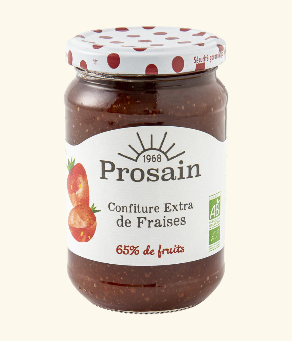 Confiture Extra de Fraises Bio 65% de fruits 620g Prosain