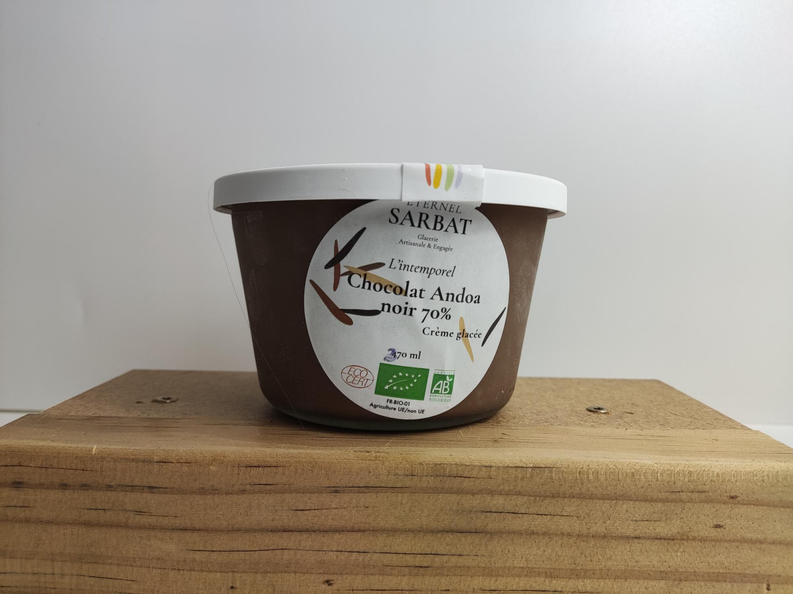 Crème glacée chocolat noir Andoa 70% 370ml