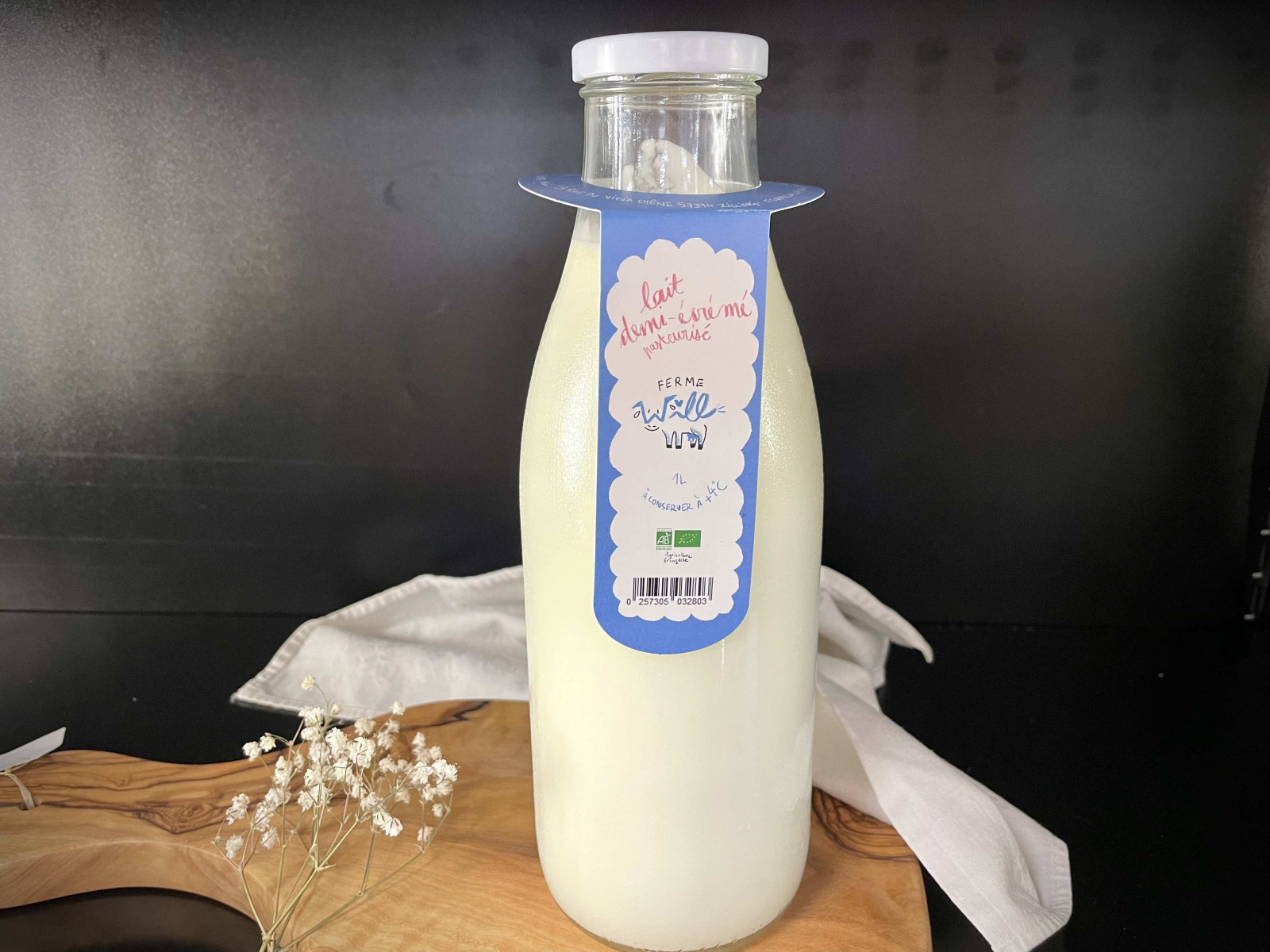 Lait demi-ecreme pasteurise - 1l