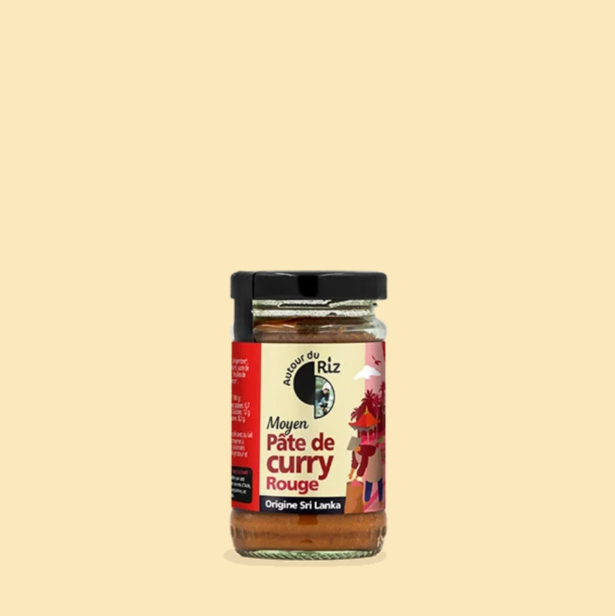 Pate de curry rouge moyen 100g autour de riz